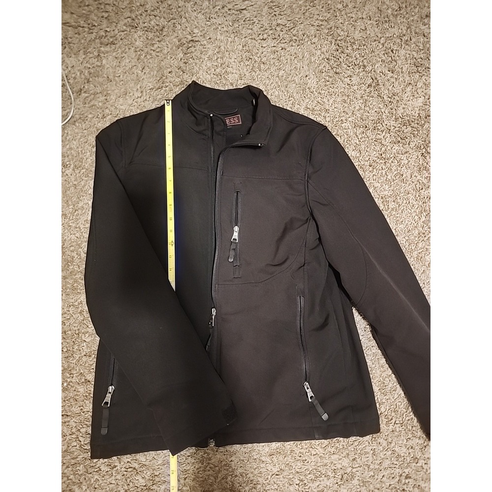 Guess Men's Medium Softshell Full Zip‎ Pockets Black Jacket Windbreaker